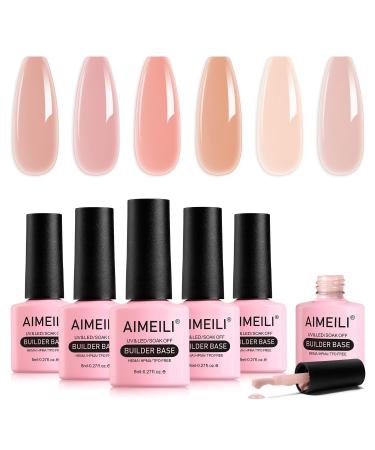 AIMeili 8 in 1 nail polder base set 8ml 6 colors 8 in 1 builder nail gel builder gel in a bottle gel nail polish set - kit 34 kit6-34_8ml