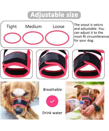 Adjustable Red Dog Muzzle - Safe & Breathable Mesh Velcro Fastener XL Size for Barking & Chewing Control - Buy Online on GoSupps.com