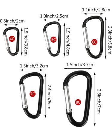 Temlum Aluminum Carabiner Hooks - D Shape Clip with Snapping Lock for Camping Hiking & Travel - 10 Pack (5.8 cm/2.3 in Black) - Buy Online on GoSupps.com