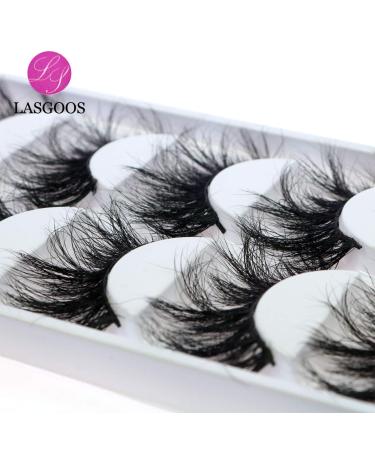 3D Mink 25mm False Eyelashes - LASGOOS Luxurious Soft & Thick Eyelashes for Weddings & Parties - 5 Pairs - Buy Online on GoSupps.com