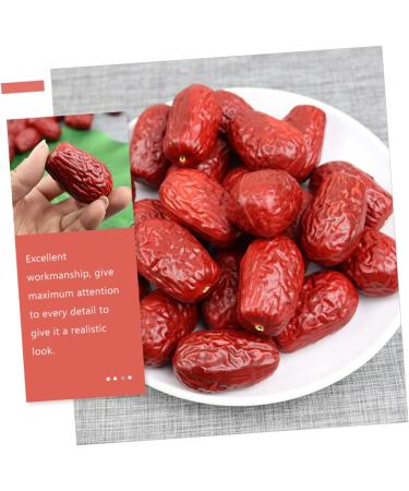 HOMSFOU 30Pcs Simulated jujube Artificial red dates Home decoration plastic playes food decor fake jujube fake dried jujube realistic dried jujube simulation fruit Chestnut decorate milk - Buy Online on GoSupps.com