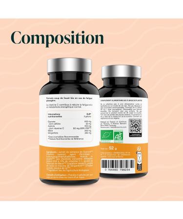 NOVOMA Organic Boost Formula Energy Boost Supplement With Guarana Acerola Maca & Ginger Rich in Caffeine and Natural Vitamin C 90 Vegan Capsules Made in France - Buy Online on GoSupps.com