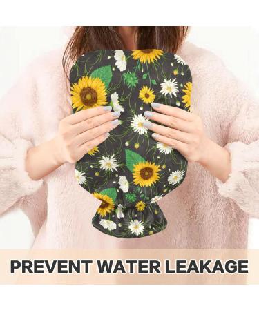 Hot Water Bottle 2L - Yellow Sunflower Bag for Pain Relief & Winter Warmth | International Shipping Available - Buy Online on GoSupps.com