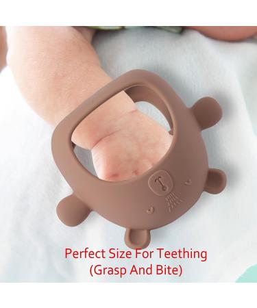 RMGVG Baby Teething Toys - Anti-Drop Silicone Mitten Teether for Infants 3+ Months - Pain Relief and Sucking Needs - BPA Free (Brown) - Buy Online on GoSupps.com