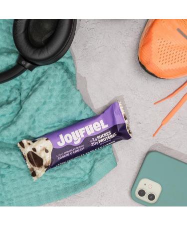 JOYFUEL Protein Bar - White Chocolate & Cookie & Cream Flavors - 2g sugar - 20g protein - Box of 12 bars X 55g - Buy Online on GoSupps.com