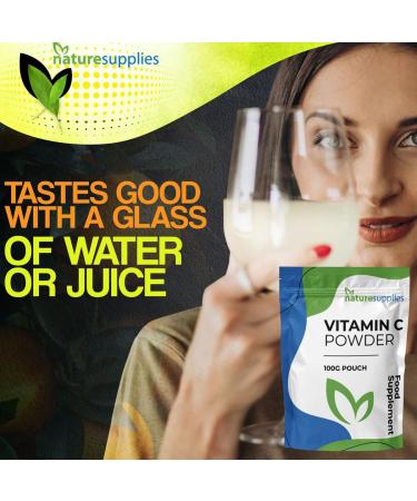 Naturesupplies Vitamin C Powder 100g - Non GMO Pharmaceutical Grade Ascorbic Acid - Vegan Friendly - Highly Concentrated Supplement - Chemical-Free - Made in the UK - Buy Online on GoSupps.com