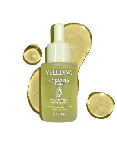 Vitamin C Pineapple Boosting Natural Face Serum - Brightening Serum with Niacinamide & Vitamin C 15% for Radiant Skin Dark Spots Even Skin Tone Fine Lines & Wrinkles Anti Aging 1Fl Oz