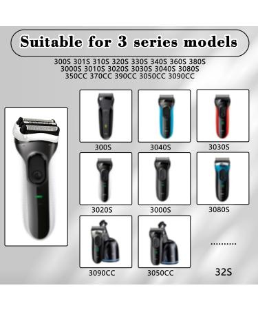 Compatible Braun S3.32S Shaving Head Replacement for Series 3000-3090s | Includes White Brush - Buy Online on GoSupps.com