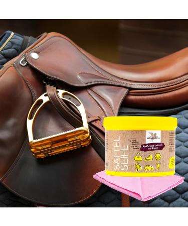 ESNADO Leather Soap with Sponge & Microfiber Cloth - Perfect Cleaner for Smooth Leather Saddles & Motorcycle Gear (250 ml) - International Shipping Available - Buy Online on GoSupps.com