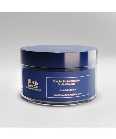 Blue Nectar Shata Dhauta Ghrita Face Cream for Men | 100 Times Washed Ghee Lightweight Men Face Cream for Naturally Glowing Skin (19 Herbs 50g)