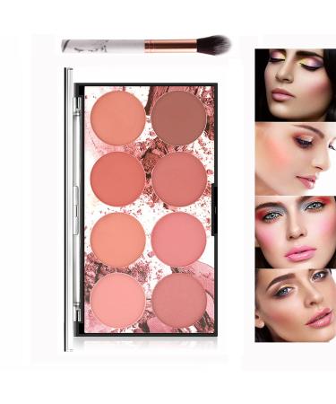 8 Colors Rouge Palette Bright Shimmer Face Blush Powder Matt Mineral Rouge Palette with Brush Professional Face Make Up Rouge Contour and Highlight Rouge Palette - Buy Online on GoSupps.com