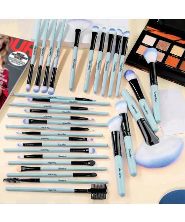 32pcs Makeup Brush Set - Professional Cosmetic Brushes for Foundation Eyeshadow & Lips with Stylish Blue Nylon Case - Buy Online on GoSupps.com