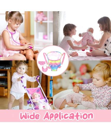 Heawaa Baby Doll Carrier Set - Portable Backpack & Accessories for 18 Inch Dolls - Rose Color with Dotted Diaper Bibs - Buy Online on GoSupps.com
