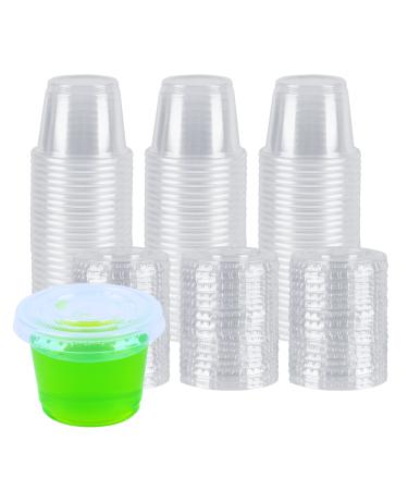 1 oz Containers with Lids | Disposable Plastic Jello Shot Cups | Small Clear Plastic Condiment Cups For Sauce, Souffle, Salad Dressing, Portion Control, Pack of 100 100 Count (Pack of 1) - Buy Online on GoSupps.com