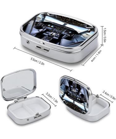 Airplane Cockpit Pill Box - Cute Square Portable Medicine Organizer for Vitamins & Tablets - Ideal for Purse & Pocket - Buy Online on GoSupps.com