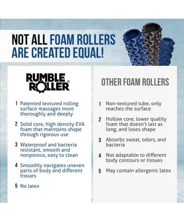RumbleRoller Half Size 12 Blue - Textured Muscle Foam Roller - Relieve Sore Muscles - Portable Massage Therapist - Patented Technology - Buy Online on GoSupps.com