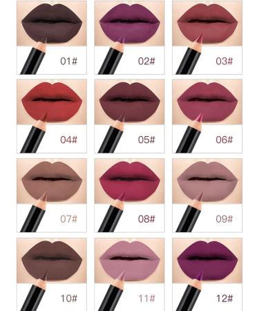 Matte Lip Liner Pencil Set -12pcs/set NICEFACE Waterproof Long-lasting Lip Liner Pencil Lipliner Pen Makeup Cosmetic - Buy Online on GoSupps.com