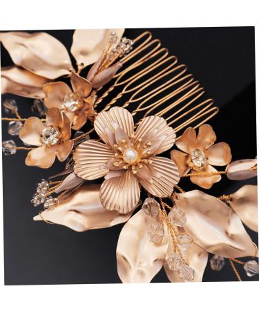 Angoily Golden Flower Hair Comb Bridal Headpiece Crystal Bridal Hair Clips Hair Accessory for Women Combs for Women Crystal Bridal Hair Barrette Tiara Veil Bride European and American - Buy Online on GoSupps.com