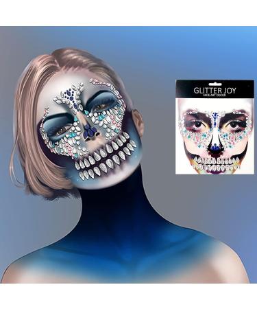 Day of the Dead Tattoos & Halloween Face Gems Set - 9 Sheets Sugar Skull & Skeleton Rhinestone Decals - Buy Online on GoSupps.com