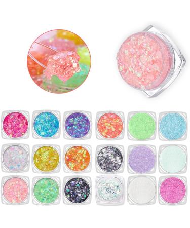 18 Colors Glow in The Dark Glitter Gel for Face, Body, Eye, Lip, Nail & Hair | UV Holographic, Self-Adhesive Luminous Glitter | Halloween & Christmas Party Makeup - Buy Online on GoSupps.com