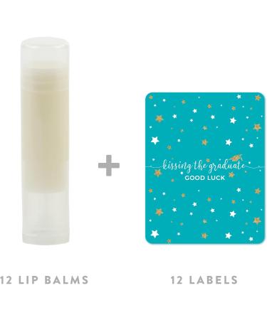 Aqua Turquoise & Gold Graduation Lip Balm Favors | Andaz Press 12-Pack | Kissing the Graduate Good Luck - Buy Online on GoSupps.com