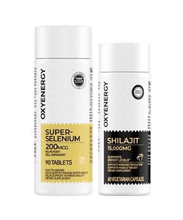 OxyEnergy Shilajit Capsules 15 000mg & Selenium (L-Selenomethionine) 200 mcg