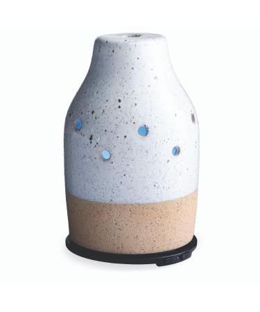 Airome Rustic White Medium Ceramic Essential Oil Diffuser|100 mL Humidifying Ultrasonic Aromatherapy Diffuser 8 Colorful LED Lights, Intermittent & Continual Mist, Auto Shut-Off, White