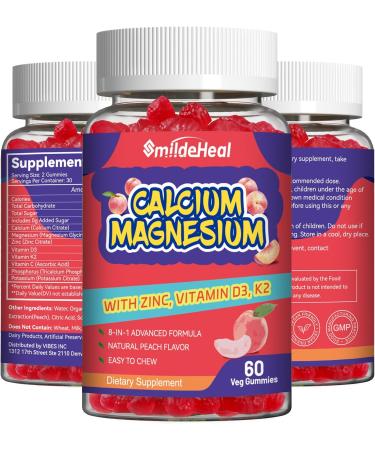 Calcium Magnesium Gummies 600MG Calcium Magnesium Zinc Gummies with Vitamin D3 - High Absorption Complex Calcium Supplement Vegan 60 Counts 60 Count (Pack of 1) - Buy Online on GoSupps.com