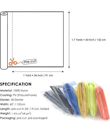 Emma Kites Fluorescent Green Ripstop Nylon Fabric 40D 1-Yard | Ultra-Light PU Coated Water Repellent Fluorescent Green Fabric | 60x36 Pre-Cut Piece - Buy Online on GoSupps.com