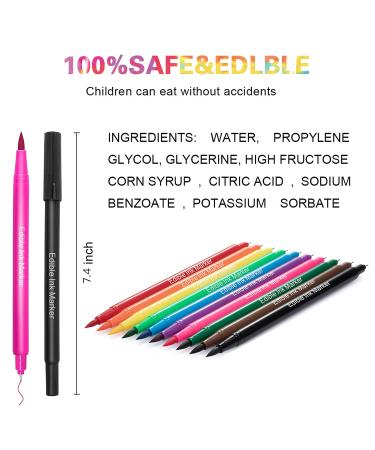 Food Coloring Pens 12Pcs Dual Sided Edible Markers - Fine and Thick Tip, Food Grade Gourmet Writers for DIY Fondant Cakes - Pack of 1 - Buy Online on GoSupps.com
