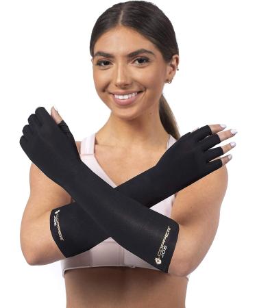 Copper Joe Long Arthritis Gloves - High Copper Content for Carpal Tunnel and Wrist Support (Small, 1 Pair) - Buy Online on GoSupps.com