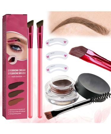 EZGHAR Home Eyebrow Care Kit 4d Laminated 4D Laminated Brow Home-Grooming Kit Multi-function Eyebrow Concealer Contour Brush 4D Hair Stroke Brow Stamp Brush-Waterproof and Long Lasting (Light Brown)