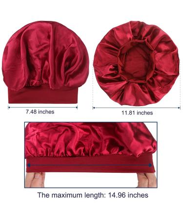 Satin Bonnet 2Pcs Set for Black Women - Silky Sleep Cap for Curly Natural Hair - Breathable Braid Bonnet - Black + Leopard Pattern - Buy Online on GoSupps.com