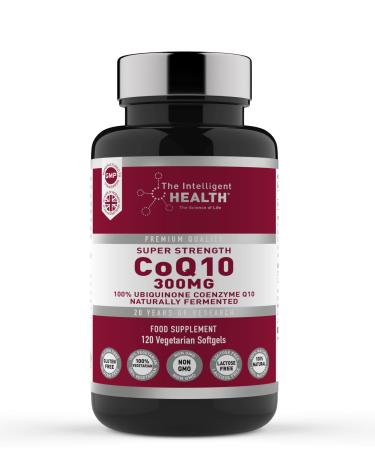 Ubiquinone Coenzyme Q10 300mg Softgel Capsules 120 Super Strength Vegan Friendly Naturally Fermented High Absorption CoQ10 Capsules Made in The UK to GMP Standards by The Intelligent Health 300 MG - 120 Capsules