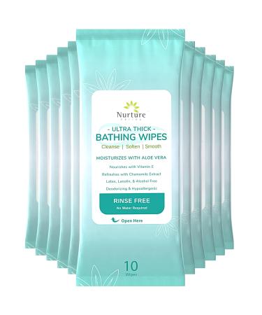 Ultra Thick Body Wipes for Adults Bathing (12 Pack)  120 XL Shower Wipes Bath Wipes  Rinse Free No Water Disposable Cleansing Wet Wipe Washcloths Bath Sponges - Bedridden Elderly Disabled Camping 10 Count (Pack of 12)