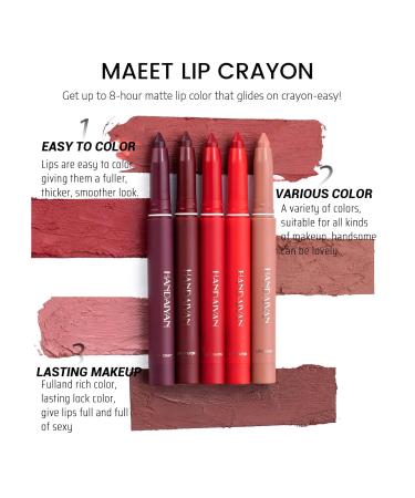 WGUST Matte Crayon Lipstick with Free Sharpener - Long Lasting Waterproof Lipstick Pencil in Peony #05 - Lip Makeup Gift For Ladies - 1PC - Buy Online on GoSupps.com