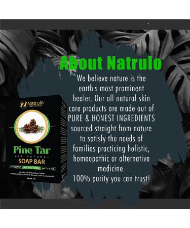 Natrulo Pine Tar Soap Bar 4oz - Antibacterial Antiseptic for Acne, Eczema, Psoriasis - Pure Goat's Milk with Oatmeal & Charcoal - Essential Oils - Face & Body Wash - Buy Online on GoSupps.com