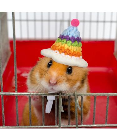 Xuniea 4 Pieces Mini Hand Knitted Animal Hats - Frog, Rainbow, Carrot - Adjustable Strap for Hamster, Guinea Pig, Lizard - Christmas Party Costume Accessories - Buy Online on GoSupps.com