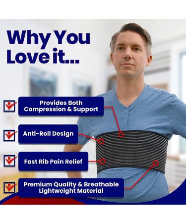 Large/XL Rib Brace Chest Binder for Rib Cage Pain Relief & Compression Support - Breathable Wrap for Men and Women with Rib Injuries (L/XL 37-48) - Buy Online on GoSupps.com