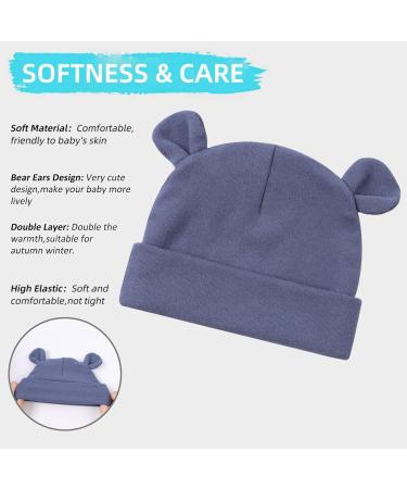 XIAOHAWANG Newborn Hospital Hat with Bear Ears - Cotton Infant Baby Beanie for Boys and Girls 0-6 Months (Color-A) - Buy Online on GoSupps.com