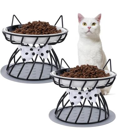 Dorakitten 2Pcs Elevated Cat Bowls with Non-Slip Mat - Anti-Vomiting Raised Cat Food Plates for Spine Protection - Cute Cat Ear Stand Ceramic Dishes for Whisker Fatigue Prevention - Buy Online on GoSupps.com