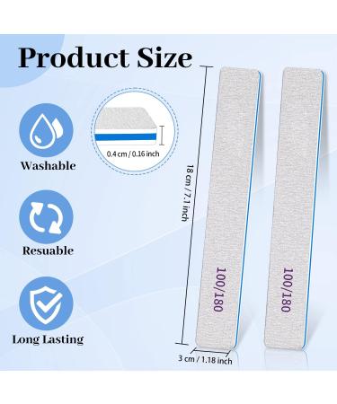 12pcs Professional Double-Sided 100/180 Grit Nail Files for Acrylic & Gel Nails - Manicure Tools for False Nails - Buy Online on GoSupps.com