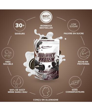 IronMaxx 100% Whey Protein Powder - Cookies and Cream 400g Bag | Whey Protein Powder Reduced in Sugar and Water Soluble | Many Different Flavors - Buy Online on GoSupps.com