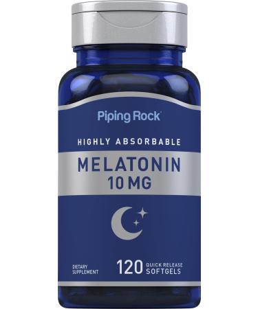 Piping Rock Melatonin 10mg | 120 Softgel Capsules | Quick Release Supplement | Highly Absorbable | Non-GMO Gluten Free