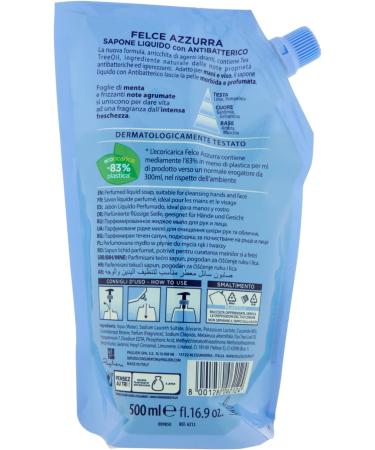 FELCE AZZURRA SAPONE SACCO 500 ML ANTIBATTERICO MENTA - Buy Online on GoSupps.com