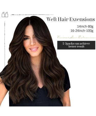 Buy Vivien Real Hair Extensions - Brown & Black Ombre Tressen 60cm | 100g | #1b/6/1b for Stunning Volume - Buy Online on GoSupps.com