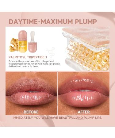 2 PCs Lip Plumper Set - Natural Makeup Lip Gloss & Serum for Fuller Hydrated Lips | Derol Lip Plumper - Buy Online on GoSupps.com
