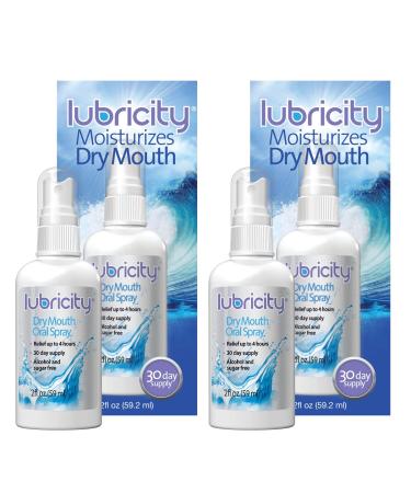 Lubricity Dry Mouth Oral Spray for Symptomatic Relief of Dry Mouth, Flavorless - 2 oz Each, 2 Count- 60  Day Supply 2 Ounce