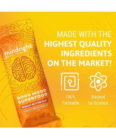 Mindright Superfood Vegan Protein Bar - Gluten Free, Non-GMO, Low Sugar | Peanut Butter Cup Flavor | Pack of 12 - Brain Food Snack to Boost Mood, Energy, and Focus - Buy Online on GoSupps.com