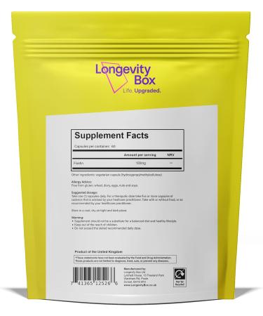  Longevity Box Fisetine 100mg 60 capsules high-dose anti-aging antioxidant 98% pure third-party tested vegan - Buy Online on GoSupps.com